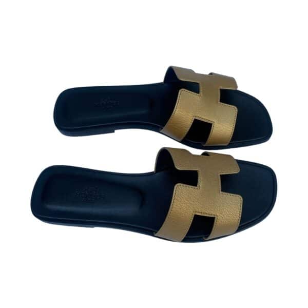 Hermes Oran 38.5 EU Doré Sandals - Image 2